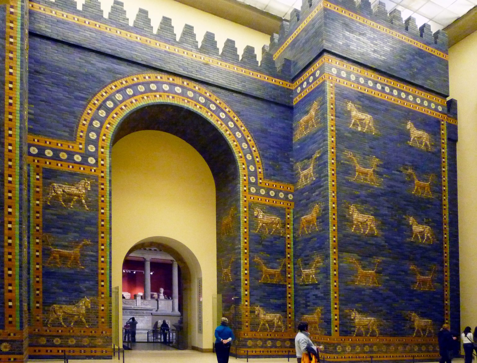 Ancient Babylonian Wall. Blue colorful interesting Art-filled wall which surrounded the city