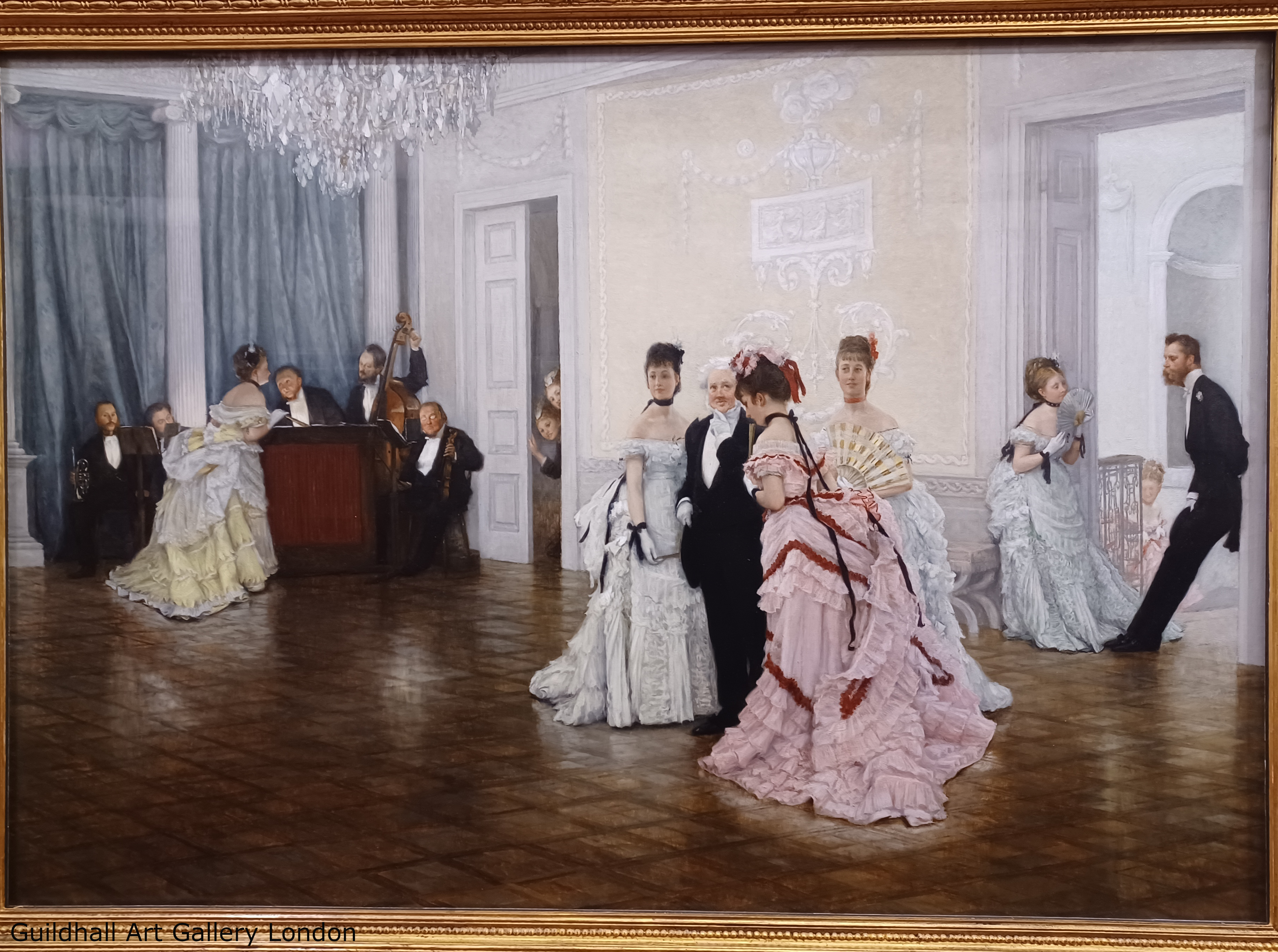A beautiful fine art painting of an old ball/party/gathering in traditional victorian classic days.